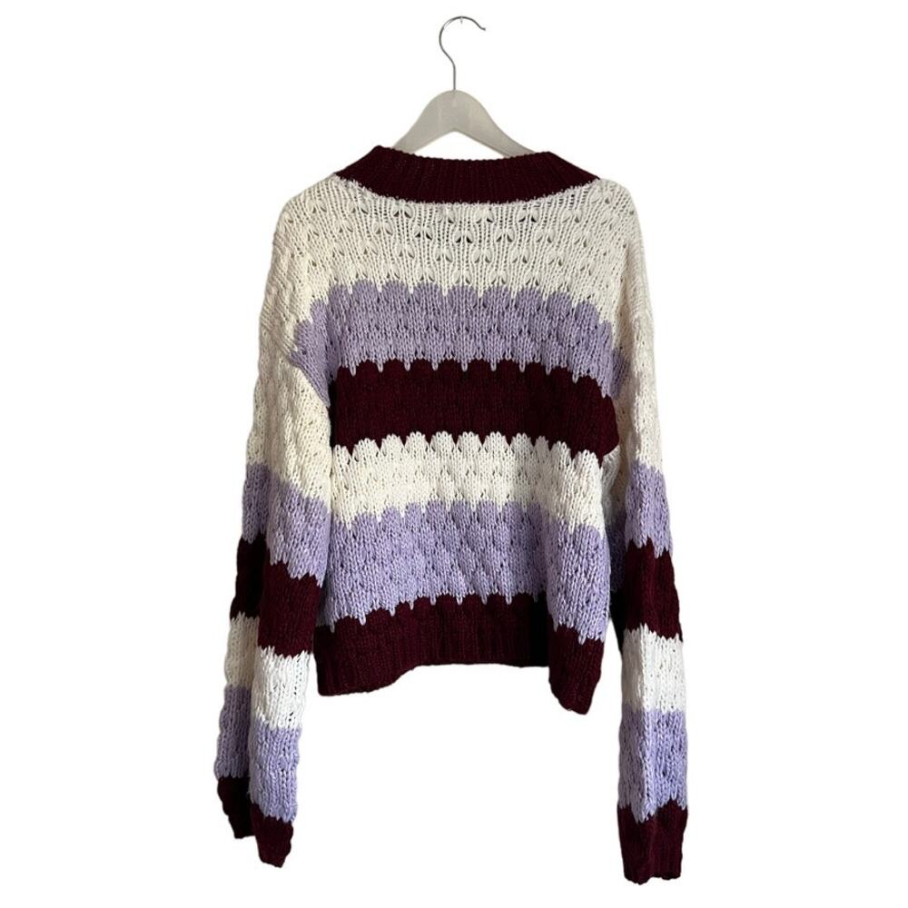 BB Dakota Striped Sweater with Hot Balloon Sleeves Size Medium - Picture 7 of 15